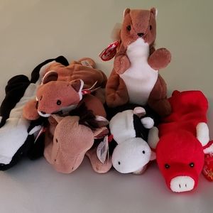Vintage Beanie Babies - Farm Bunch of Six Babies!